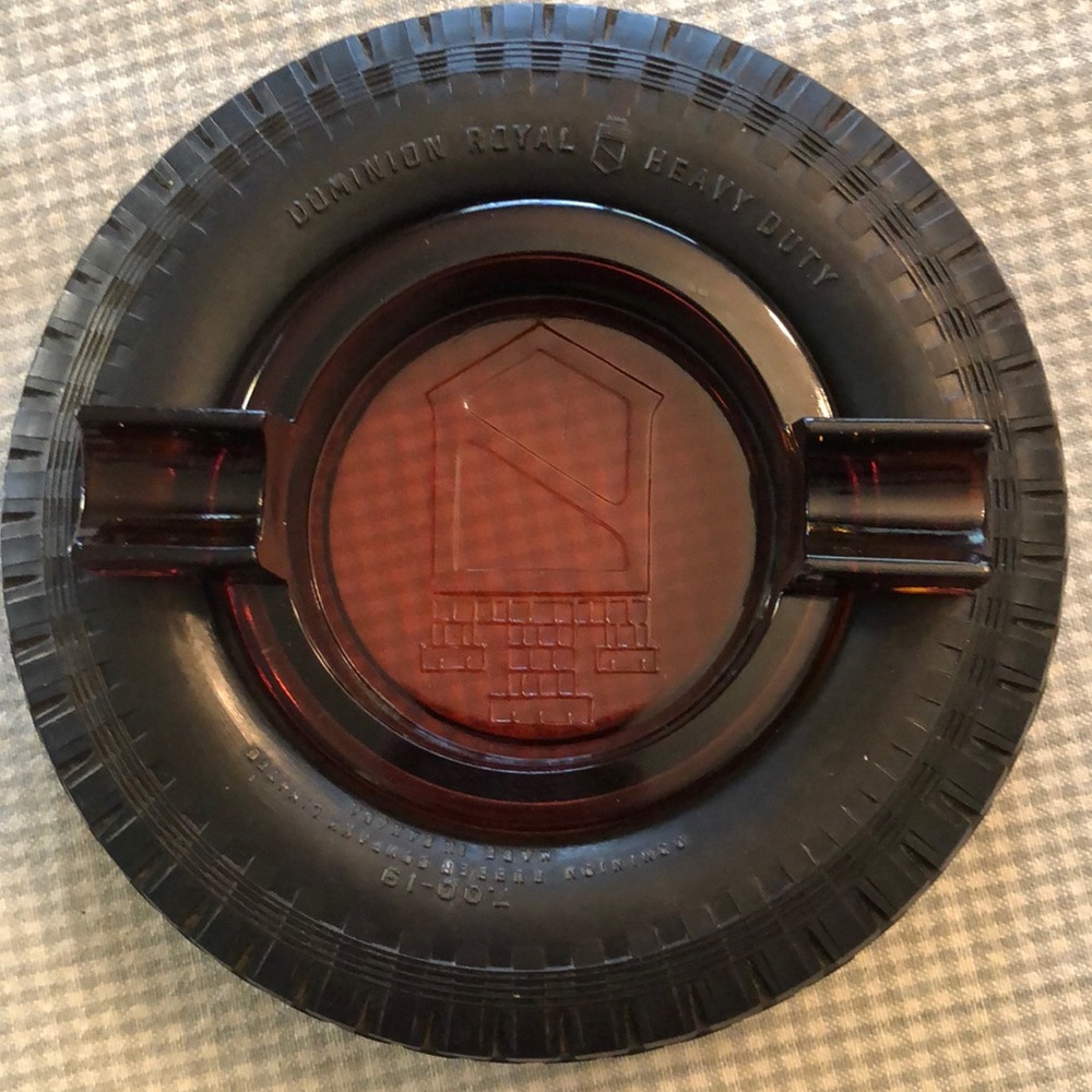 Vintage 1950’s Dominion Royal Tire Ashtray Dark Orange Amber Glass Insert - #457